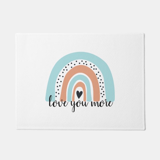 Liebe Sie mehr Regenbogen Herz Blue Peach Fußmatte (Vorderseite)