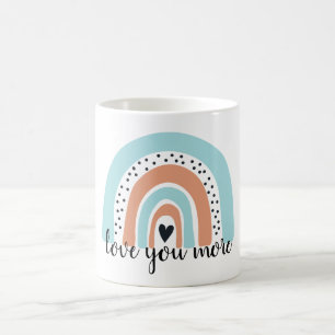 Liebe Sie mehr Regenbogen Herz Blue Peach Kaffeetasse