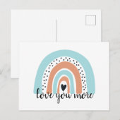Liebe Sie mehr Regenbogen Herz Blue Peach Postkarte (Vorne/Hinten)