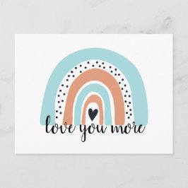 Liebe Sie mehr Regenbogen Herz Blue Peach Postkarte