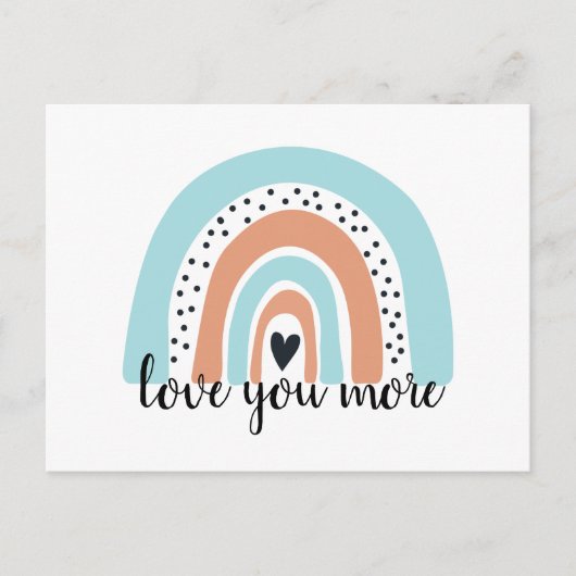Liebe Sie mehr Regenbogen Herz Blue Peach Postkarte (Vorderseite)