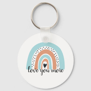 Liebe Sie mehr Regenbogen Herz Blue Peach Schlüsselanhänger