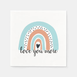 Liebe Sie mehr Regenbogen Herz Blue Peach Serviette