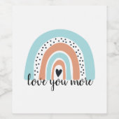 Liebe Sie mehr Regenbogen Herz Blue Peach Weinetikett (Einzelnes Label)