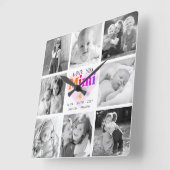 Liebe Sie Mimi 8 Foto Collage Bold moderne Grafik Quadratische Wanduhr (Winkel)