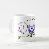 Liebe Sie mit Eule mein Herz, niedliche Kaffeetasse (Vorderseite Links)