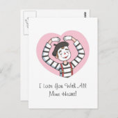 Liebe Sie mit ganzem Herzen, Valentinstag Puff Postkarte (Vorne/Hinten)
