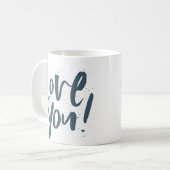 Liebe Sie moderne Schieferblau Kaffeetasse (Vorderseite Links)