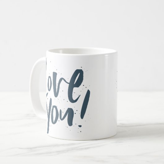 Liebe Sie moderne Schieferblau Kaffeetasse (Vorderseite Links)