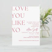 Liebe Sie mögen XO Bridal Dusche Einladung (Stehend Vorderseite)