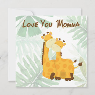Liebe Sie Momma Zwei Giraffen Benutzerdefinierter Karte