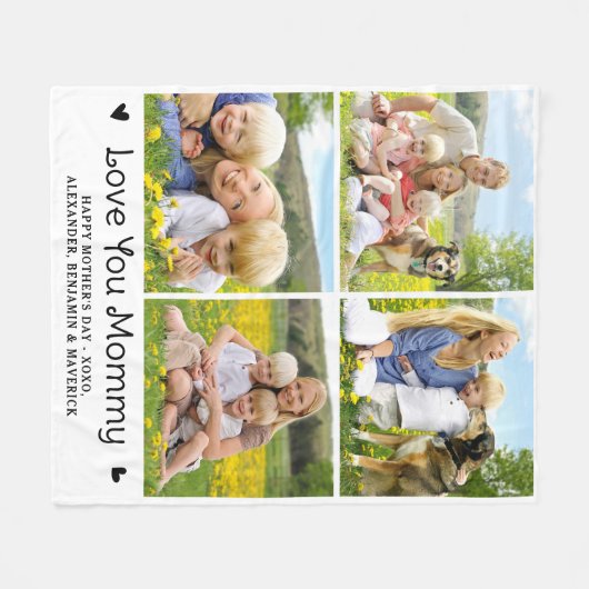 Liebe Sie MOMMY Custom Mother's Day 4 Foto Collage Fleecedecke (Vorderseite (Horizontal))