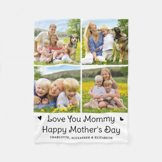Liebe Sie MOMMY Custom Mother's Day 4 Foto Collage Fleecedecke (Vorderseite)