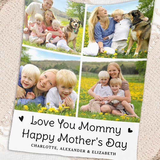 Liebe Sie MOMMY Custom Mother's Day 4 Foto Collage Fleecedecke