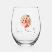 Liebe Sie Mommy Heart Custom Foto Script Namen Weinglas Ohne Stiel (Vorderseite)