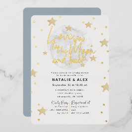 Liebe Sie Moon & Back Boy Baby Dusche Folieneinladung