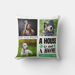 Liebe Sie Mum Black Custom Collage & Dog Kissen