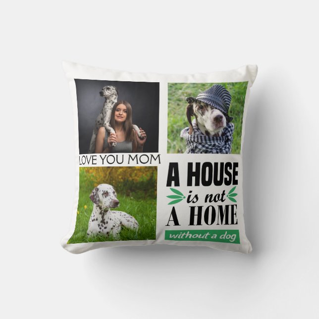 Liebe Sie Mum Black Custom Collage & Dog Kissen (Vorderseite)