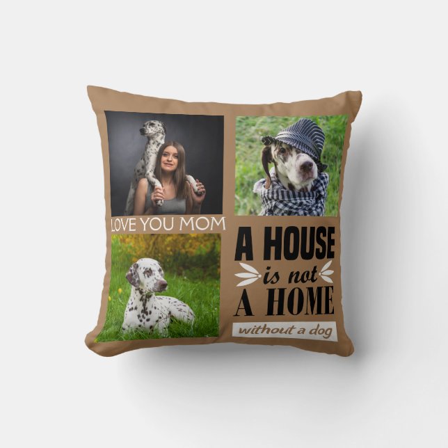 Liebe Sie Mum Black Custom Collage & Hunde Zitat C Kissen (Vorderseite)