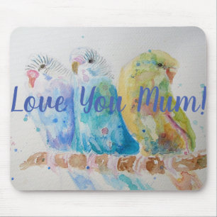 Liebe Sie Mum Budgie Bird Computermäuse Mat Pad Mousepad