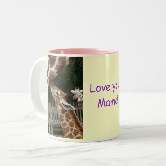 Liebe Sie Mutter Giraffe Mug Zweifarbige Tasse (Vorderseite Links)