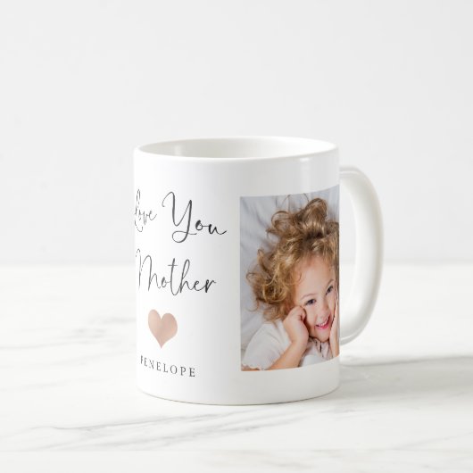 Liebe Sie Mutter | Zwei Foto Script und Herz Kaffeetasse (VorderseiteRechts)