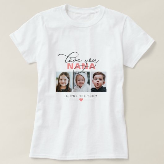 Liebe Sie Nana/andere 3 Foto Benutzerdefinierter T T-Shirt (Design vorne)