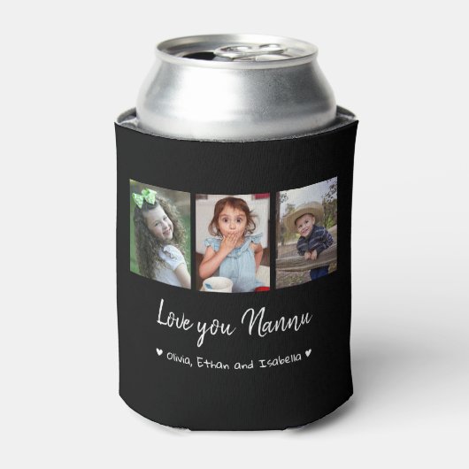 Liebe Sie Nannu 3 Foto Collage Schwarz Dosenkühler (Kanne Vorderseite)