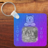 Liebe Sie Niedlich Blue Cat Ihr Foto Schlüsselanhänger (Vorderseite)