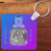 Liebe Sie Niedlich Blue Cat Ihr Foto Schlüsselanhänger (Rückseite)