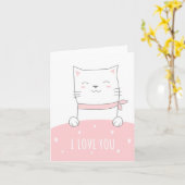 Liebe Sie Niedlich Katzenrosa Liebe Grußkarte Karte (Gelbe Blume)