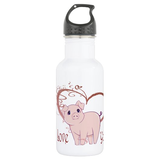 Liebe Sie, niedliche Piggy Kunst Trinkflasche (Vorderseite)