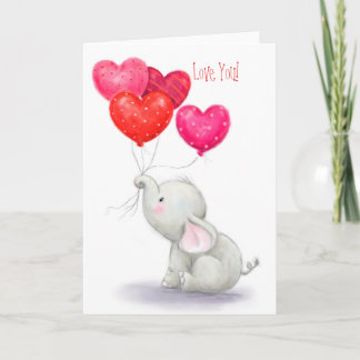 Liebe Sie, Niedlicher Elefant mit herzenförmigen B Karte