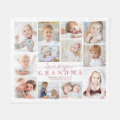 Liebe Sie Oma 12 Fotocollage Herz Weißer Rosa Fleecedecke (Vorderseite (Horizontal))