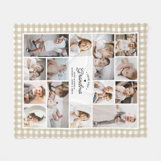 Liebe Sie Oma 14-Foto Collage Custom Text Geschenk Fleecedecke (Vorderseite (Horizontal))