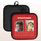 Liebe Sie Oma 2 Foto Polka Punkte rot Topflappen