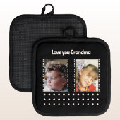 Liebe Sie Oma 2 Foto Polka Punkte schwarz Topflappen