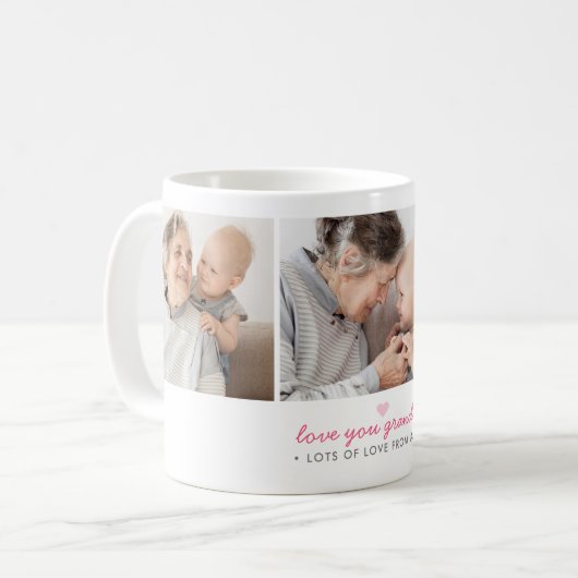 Liebe Sie Oma 3-Foto Collage & Custom Message Kaffeetasse (Vorderseite Links)