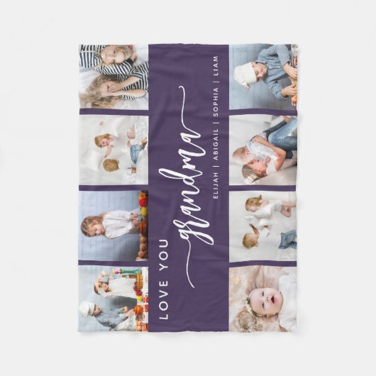 Liebe Sie Oma 8 FotoCollage Lila Fleecedecke (Vorderseite)