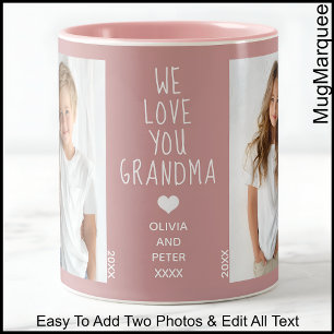 Liebe Sie Oma, Benutzerdefinierter Text, Dusty Ros Zweifarbige Tasse