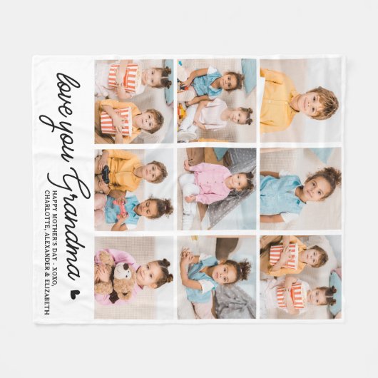 Liebe Sie Oma Custom Modern Simple 9 Foto Fleecedecke (Vorderseite (Horizontal))