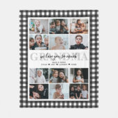 Liebe Sie Oma Custom Text 12-Foto Gingham Fleecedecke (Vorderseite)