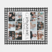 Liebe Sie Oma Custom Text 12-Foto Gingham Fleecedecke (Vorderseite (Horizontal))