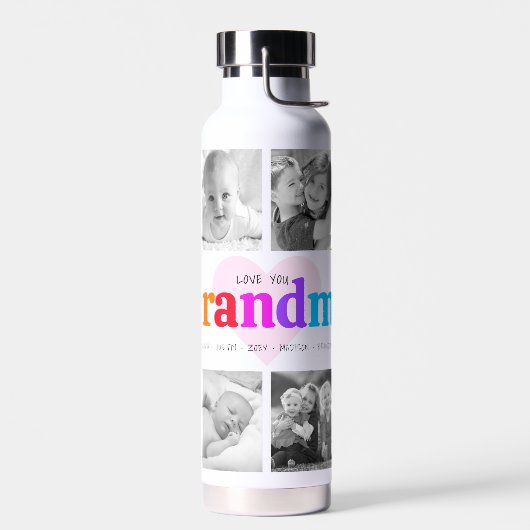 Liebe Sie Oma farbenfroh kühl 10 FotoCollage Trinkflasche (Links)