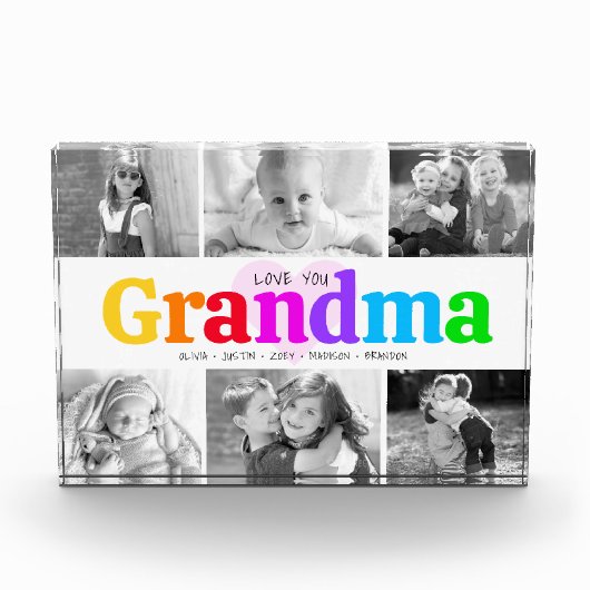 Liebe Sie Oma farbenfroh kühne moderne Collage 6 Fotoblock (Vorderseite)