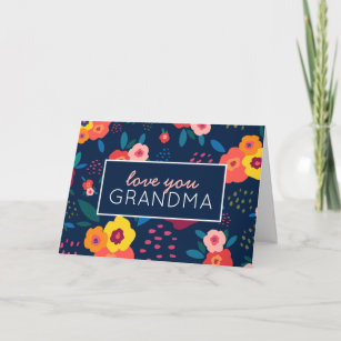 Liebe Sie Oma Floral am Tag der Blauen Mutter Karte