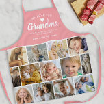 Liebe Sie Oma Foto Collage Schürze<br><div class="desc">Personalisierte Großmutter-Schürze mit 13 Foto-Collage-Vorlage,  einem hübsch rosa Hintergrund,  dem Titel "Wir Liebe Sie Oma",  den Enkelnamen,  einem Liebe-Herz und dem niedlichen Sprichwort "Sie machen das Leben süß".</div>