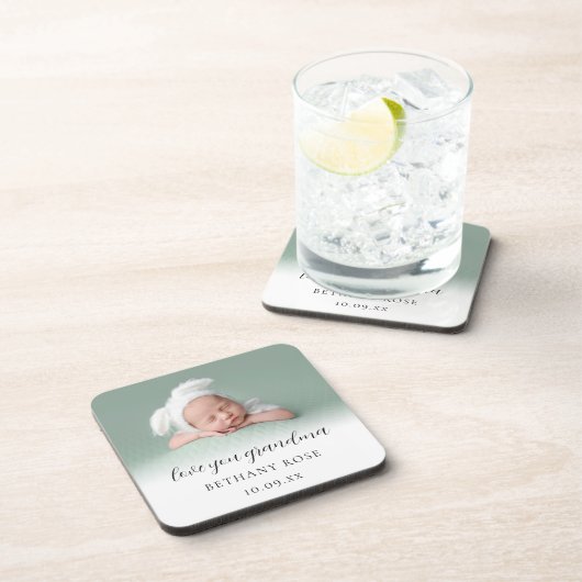 Liebe Sie Oma Foto Name Datum Getränkeuntersetzer (Rechte Seite)