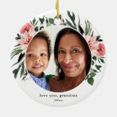 Liebe Sie Oma Grüne Kranz mit Foto Keramik Ornament (Hinten)