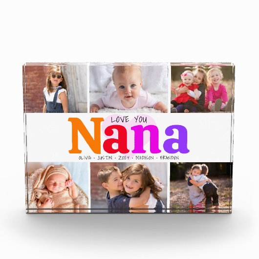 Liebe Sie Oma kühne farbenfrohe moderne Collage 6 Fotoblock (Vorderseite)